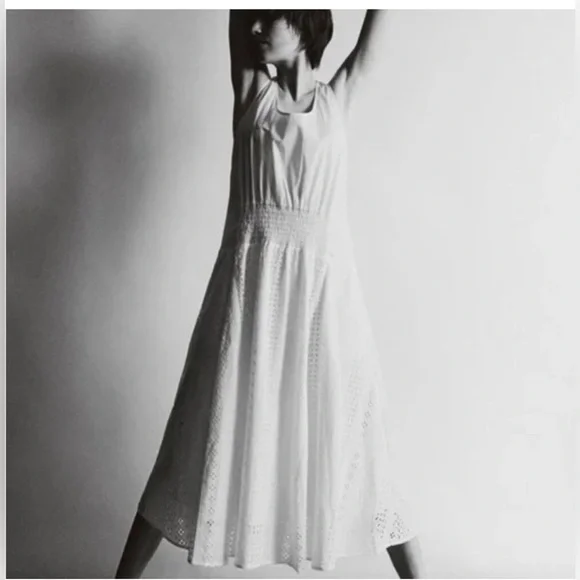 Thakoon eyelet combo trapeze sleveless white dress boho NWT 100% cotton - Picture 2 of 4